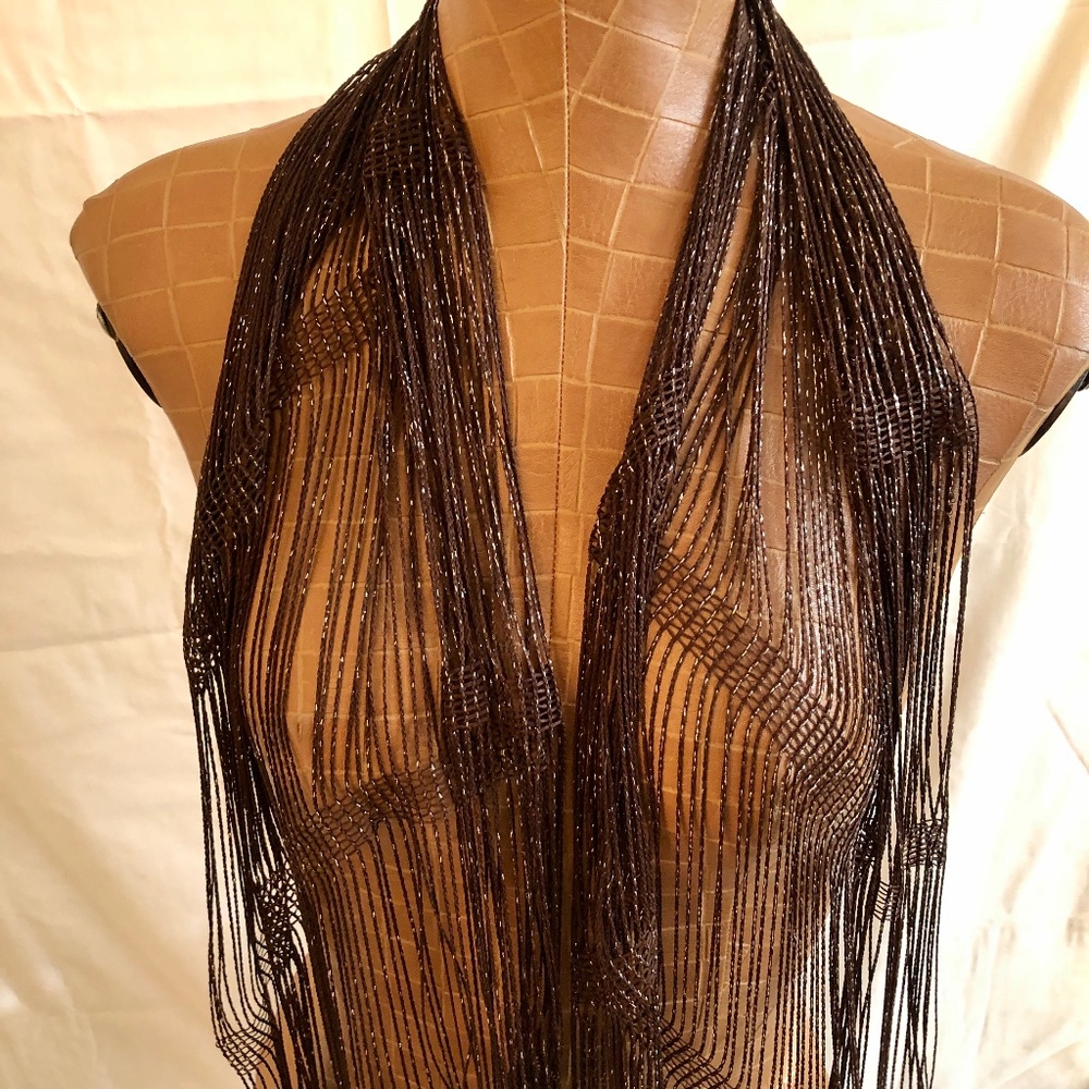 NWOT Metallic & Brown Scarf/Wrap or Belt/Sash